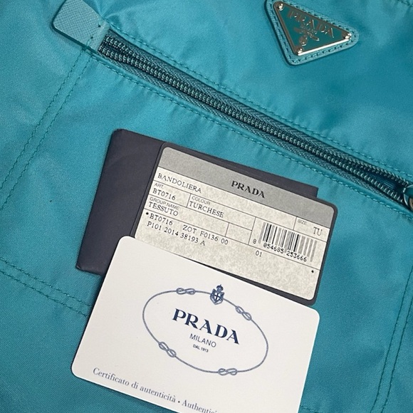 ‘Like New’ Authentic PRADA Turquoise Nylon Shoulder Crossbody Bag Purse - Picture 2 of 10